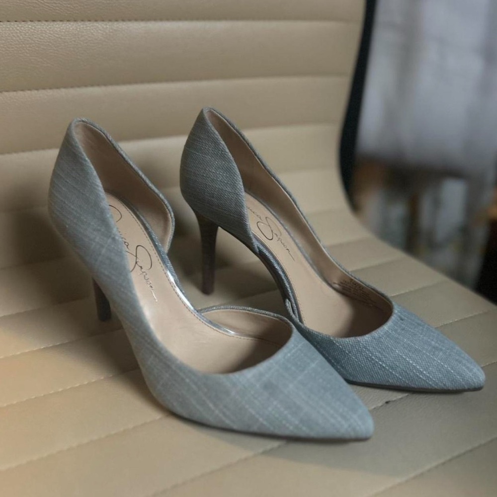 Jessica Simpson Steel Gray Pointed D'Orsay Pumps